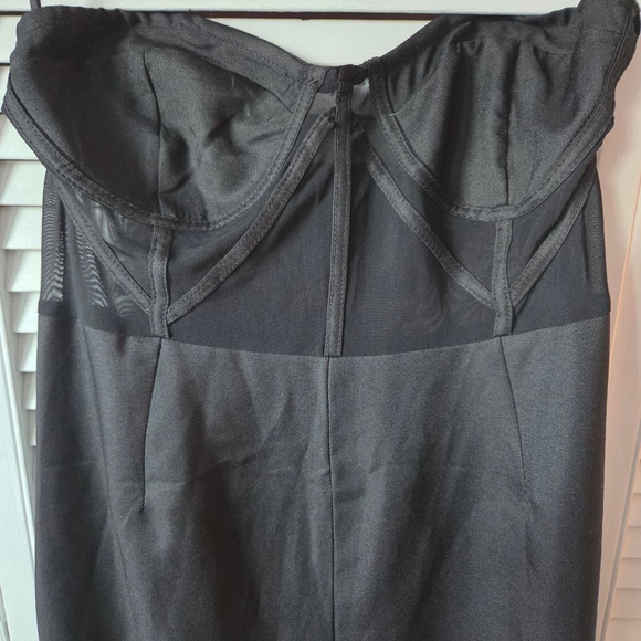PrettyLittleThing Pants - Women's PRETTYLITTLETHING Black Strapless Mesh Jumpsuit Size 10